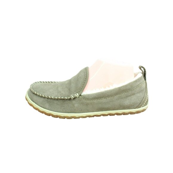 LL Bean Cement Suede Slip On Fleece Lined Mountain Moccasin Slippers Size 8 M - Picture 1 of 9